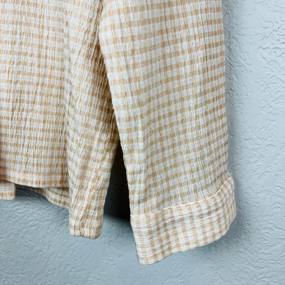 Line & Dot Button Up Shirt Checker Tan Revolve - S - Picture 3 of 5